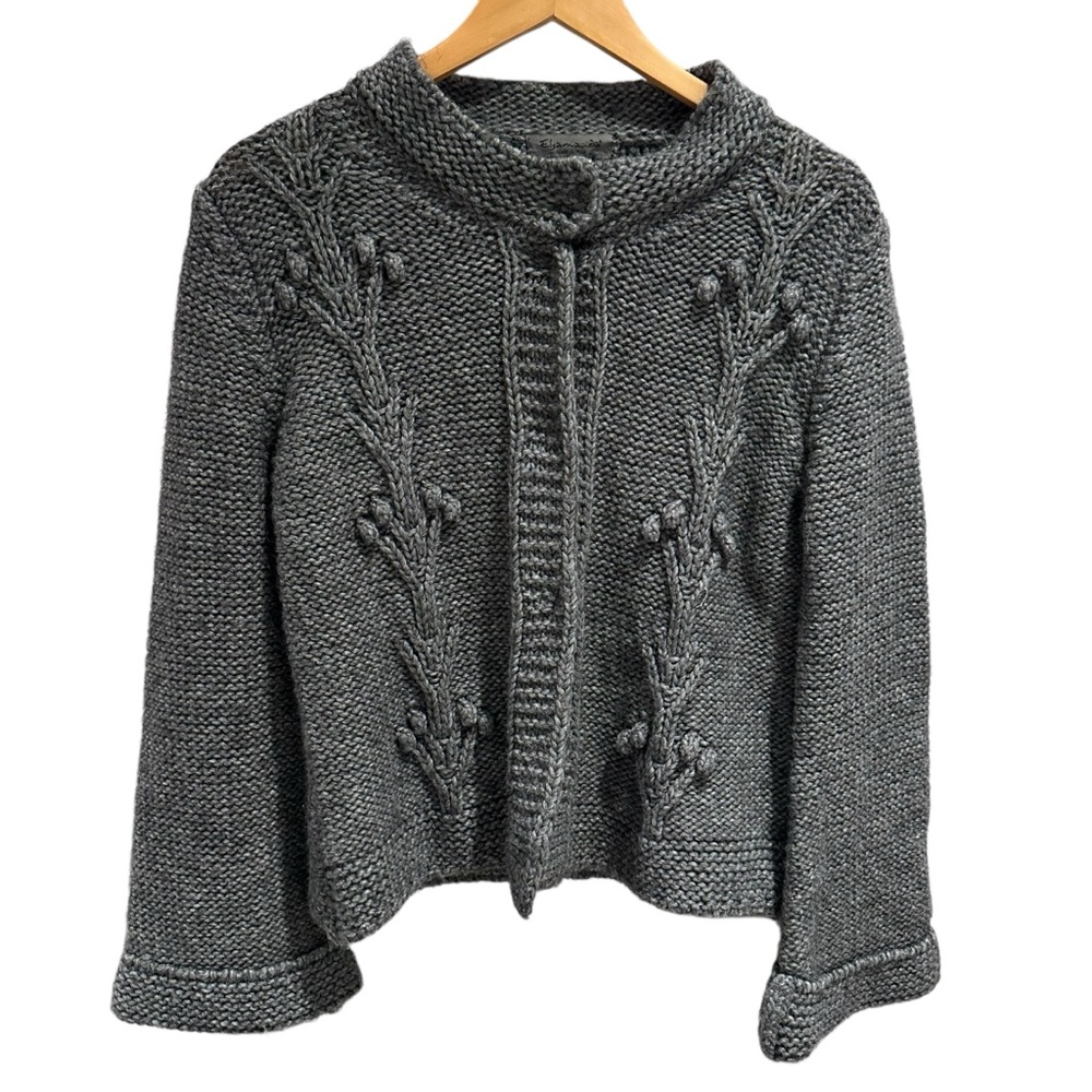 Elsamanda Anthropologie Wool Alpaca Blend Chunky Cardigan Sweater Gray Medium